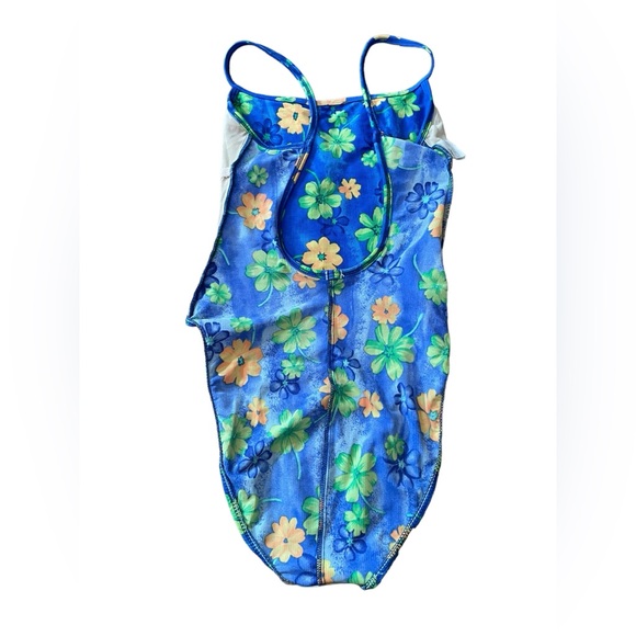 Cherokee Vintage Hippie Tropical Floral High Hip Open Back One Piece Swimsuit - Picture 3 of 6